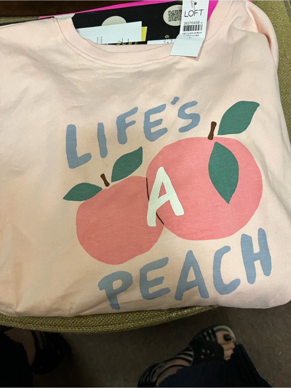 LOFT women&/..Pink 'Life's a Peach' Graphic Tee..( adult tee) not kids..